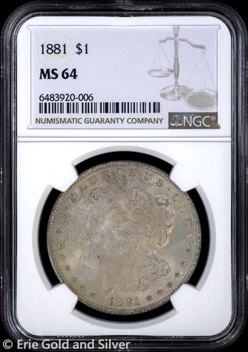 1881-P $1 Morgan Silver Dollar NGC MS 64 | Uncirculated UNC BU