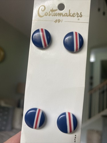 Vintage Costumakers Colorful Blue/Red/white & Yellow Buttons - Picture 3 of 4