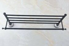 Wall Mounted Oil Rubbed Bronze Double Towel Rail Holder Bathroom Rack Shelf