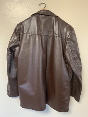 Vintage Montgomery Ward Leather Jacket Mens Size 44T Brown