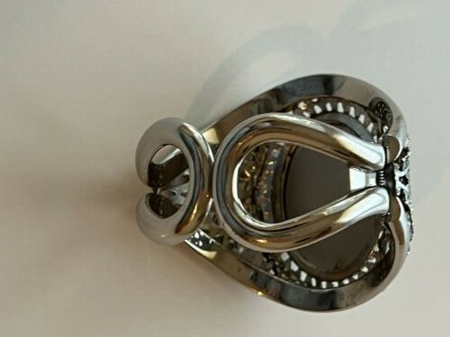 Vintage Hematite Large Stone Statement Bracelet S… - image 7