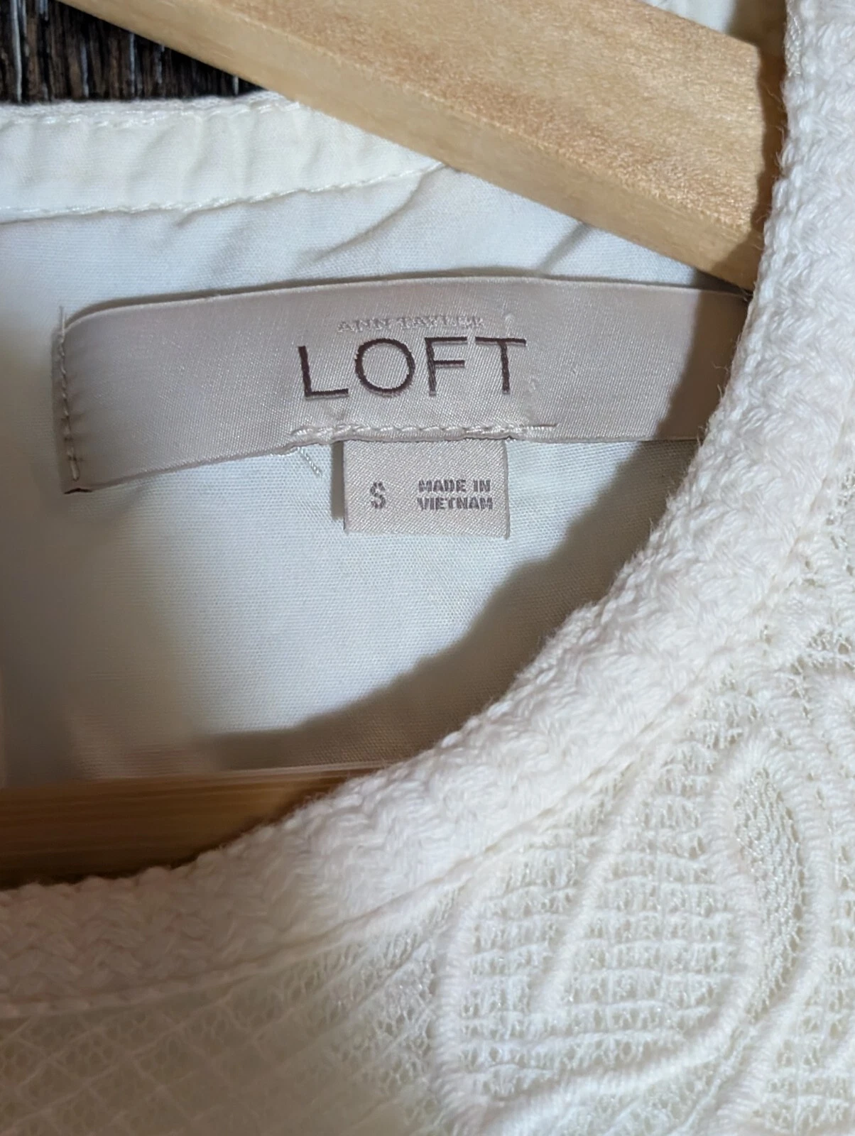 PALM ANGELS Abito Ann Taylor Loft avorio foglia di palma tropicale floreale all'uncinetto taglia S N94