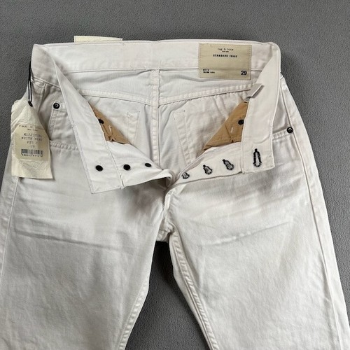 NWT Rag & Bone Jeans Womens 29 White Selvedge Fit 2 Slim Leg Button Fly Preppy - Picture 5 of 18