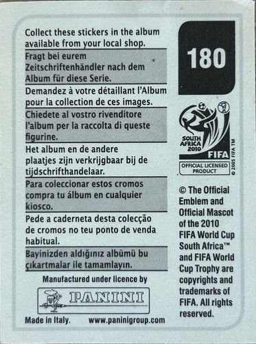 *20p EACH* Panini 2010 South Africa FIFA World Cup Individual Stickers Unused - Picture 129 of 439