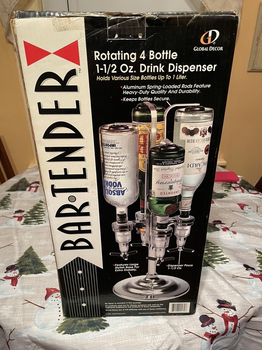 BARTENDER_Global Decor Rotating Four Bottle Alcohol Drink 