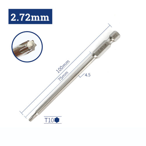Solid Torx Screwdriver Bit Magnetic 1/4" Hex Star Security Pin T3 to T40 Long - Picture 46 of 59