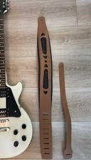 Brown faux leather guitar strap