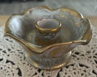 Vintage Stangl 22K Gold Tone and White Tapered Candle Stick Holder (1)