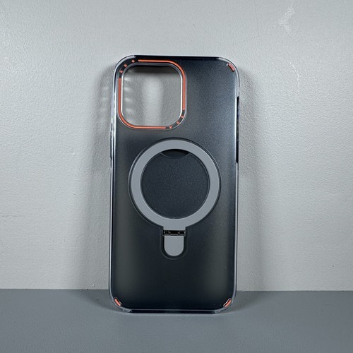 Case for iPhone 14 Pro Max - Frosted Gray & Orange | Magnetic O-Ring Kickstand - Picture 2 of 20