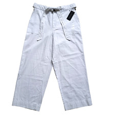 Tommy Hilfiger Wide Leg Pants Womens 8 White High Rise Belted