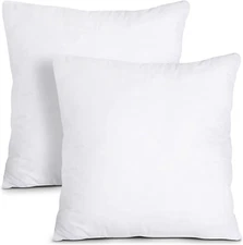 NEW  Bedding Throw Pillows Insert (Pack of 2, White) - 18 X 18 Inches Bed 