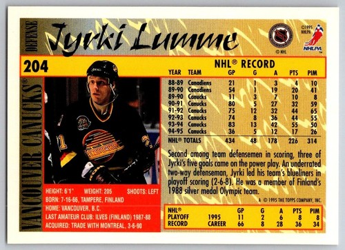1995-96 Topps Hockey - #1 to #220 - PICK FROM LIST - Picture 407 of 437
