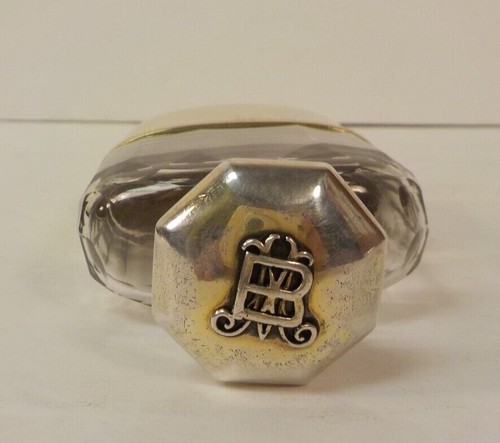 Antique Glass Pocket Flask, Gilt Sterling Silver Cup and Lid, Monogram, c. 1900 - Picture 3 of 12