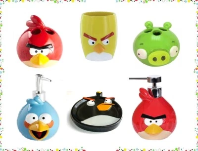 Angry Birds Bath Accessories Toothbrush Holders, Soap Dish, Pump & More New 2012 - Photo 1/2