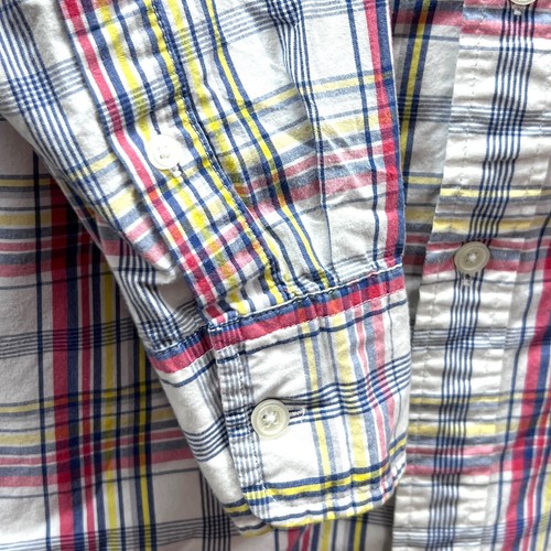 Camisa con botones American Eagle para hombre calce vintage a cuadros roja azul blanca mediana - Imagen 4 de 7