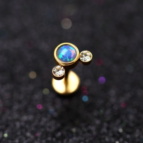 Opal Gem Ear Climber Cartilage Helix Ring Bar Flat Back Stud Piercing Earring - Picture 78 of 93