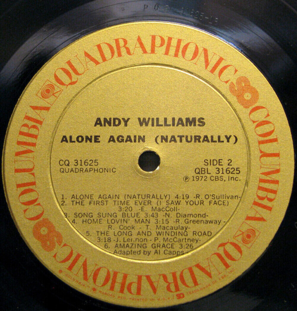 Andy Williams - Alone Again (naturally) Quadraphonic - vinyl record album LP