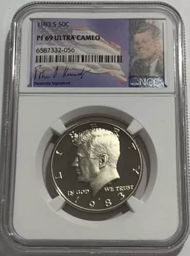 1983 S NGC PF69 ULTRA CAMEO CLAD PROOF KENNEDY HALF DOLLAR 50C SIGNATURE