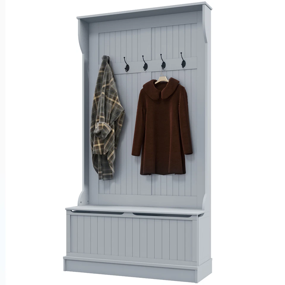 Space Saving Wardrobe Hall Tree with Bench and Coat Hooks - Image 3 of 4