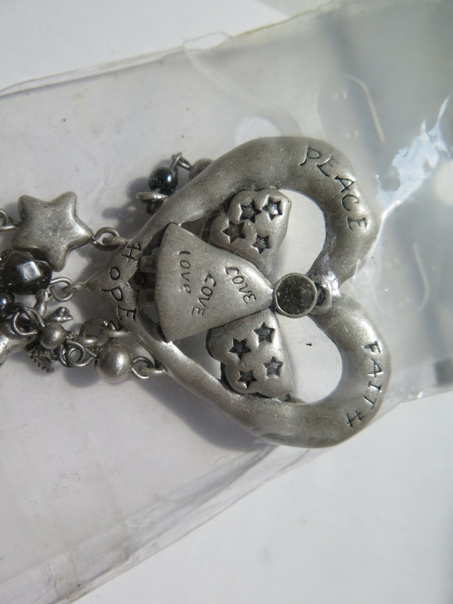 ICON COLLECTION PIN BROOCH - LOVE PEACE HEART DANGLING | eBay