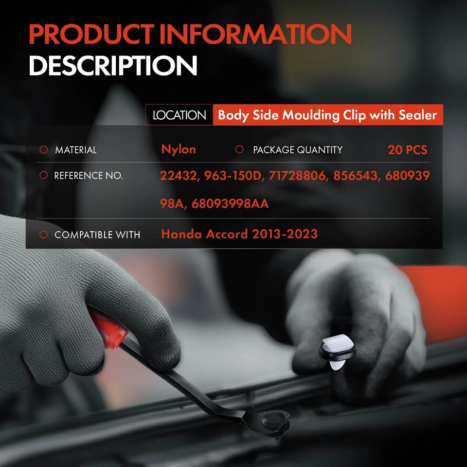 Clip de moldura lateral de carrocería de nailon de 20 piezas con clip de moldura de sellador para Chrysler Dodge Foto 2 de 4