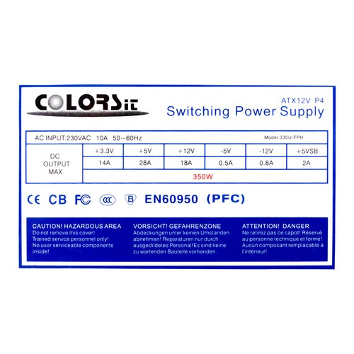 Netzteil COLORSIT 330U-FPH 350W ATX 20-PIN MOLEX FDD ATX12V - Bild 3 von 3