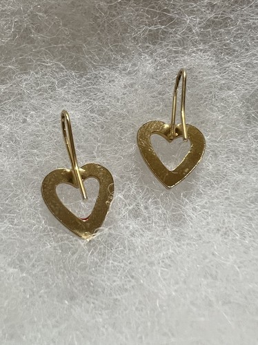 Minimalist Red Enamel Drop Heart Shaped Gold Tone Pierced Earrings XLNT - Picture 13 of 14