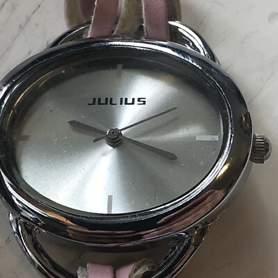 Ladies Julius Watch with Delicate Pink Band Silver Tone Face New Battery 