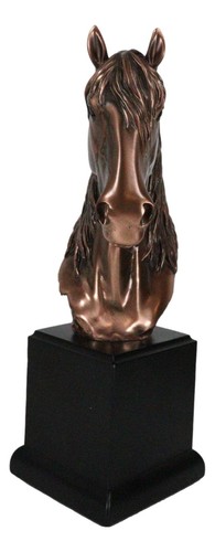 Rustic Western Country Horse Head Bust Figurine In Bronze Electroplated Finish - 第 4/9 張圖片