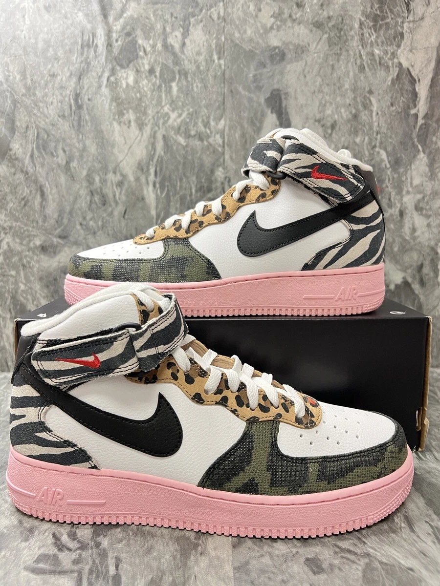 Nike Air Force 1 Mid Animal Instinct White/Black/Pink DZ4841-100 WOMENS  6-12