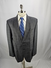 Jones New York Collection Men's Gray Wool Windowpane Blazer Jacket 42L