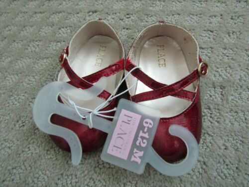 The Children's Place Girl's Glitter Mary Jane Flat Shoes Red Size