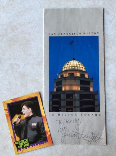 New Kids On The Block Jordan Knight signed handsigniert Hotel Prospekt mit Karte
