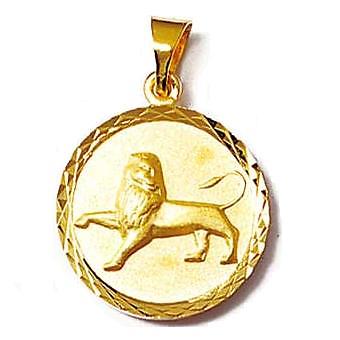 Médaille Lion Signe Astrologique – Plaqué Or Jaune – Neuf – Pour Bijouterie
