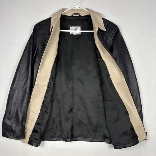Vintage Vera Pelle Leather Jacket Men's 46 Black Biker Bomber Coat Made In Italy image 13