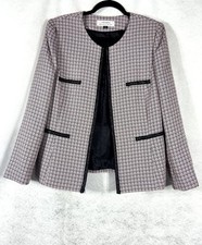 Tahari Asl Jacket Women s 12 Pink Black Open Blazer Long Sleeves Tweed NWOT