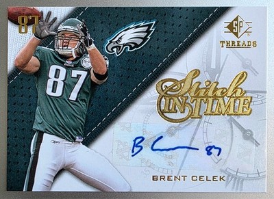 Brent Celek 2009 Upper Deck SP Threads NFL Stitch In Time Auto #SIT-BC Eagles