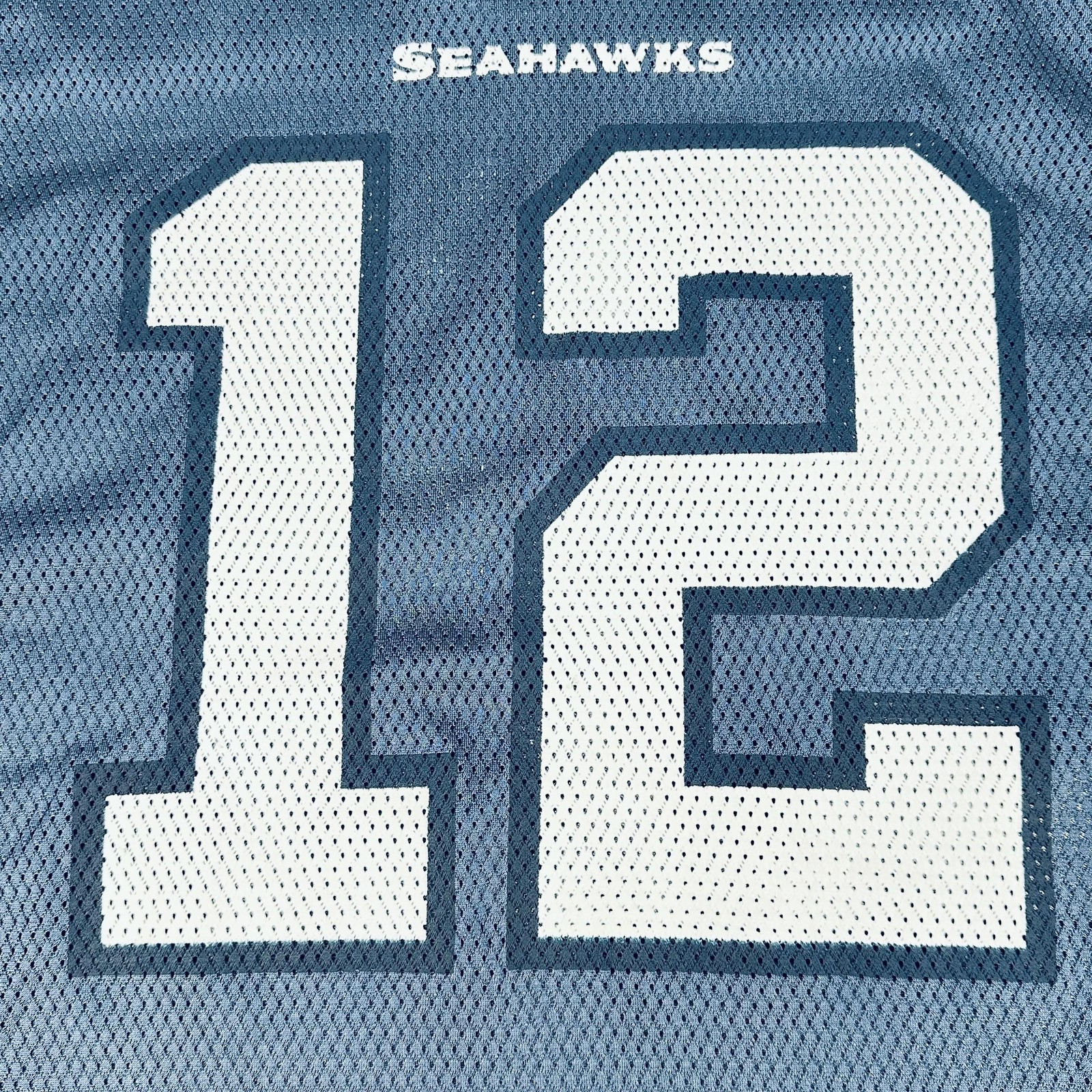 Seattle Seahawks Football 12 FAN Jersey Mens Large Blue NFL Reebok Equipment thumbnail 5