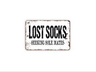 Lost Socks Seeking Sole Mates Sign | Funny Laundry Room Wall Decor