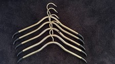 Vintage Brass Gold Metal Tubular Heavy Hangers Art Deco Rubber Tips - Lot Of 5