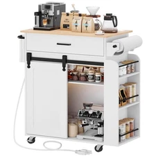 Kitchen Island with Storage, Kitchen Storage Cabinets with Charging Station, ...