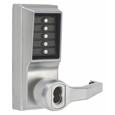Simplex Lr1021m-26D-41 Mechanical Push Button Lockset, Satin Chrome, 1-3/8'' To