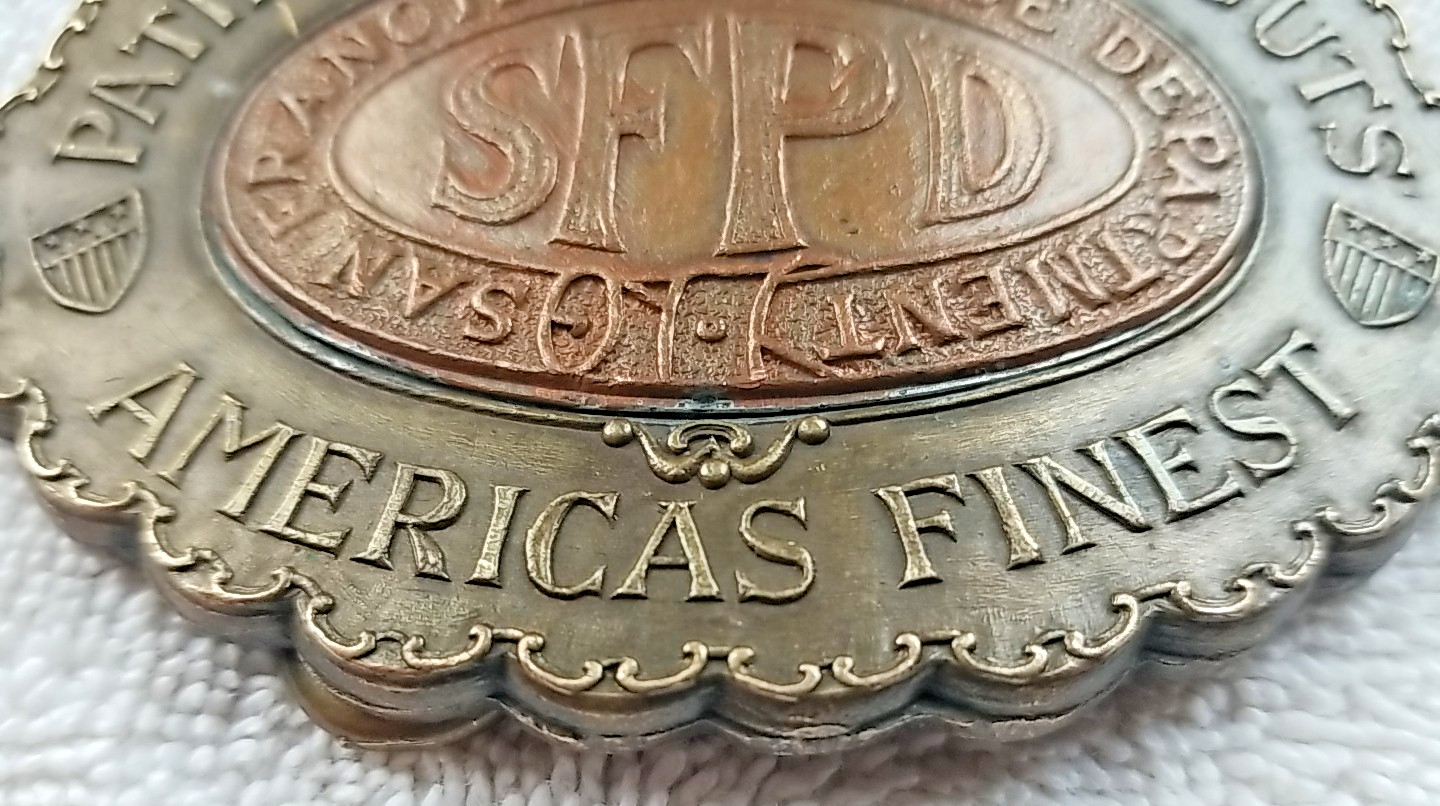Vintage SFPD Belt Buckle Montauk Silver Co Americas Finest Brass Collectible