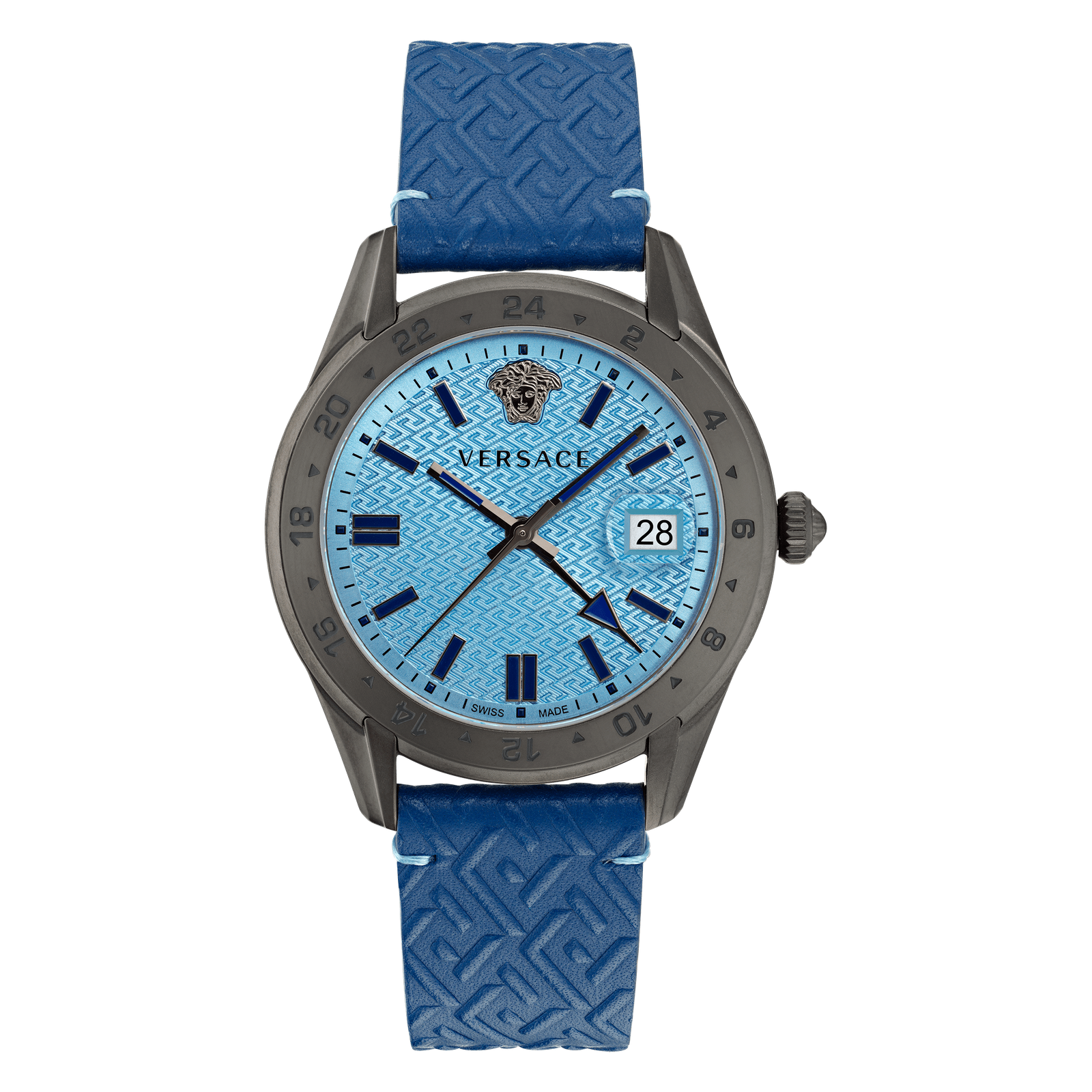 Versace Blue Mens Analogue Watch Greca Time Gmt VE7C00423