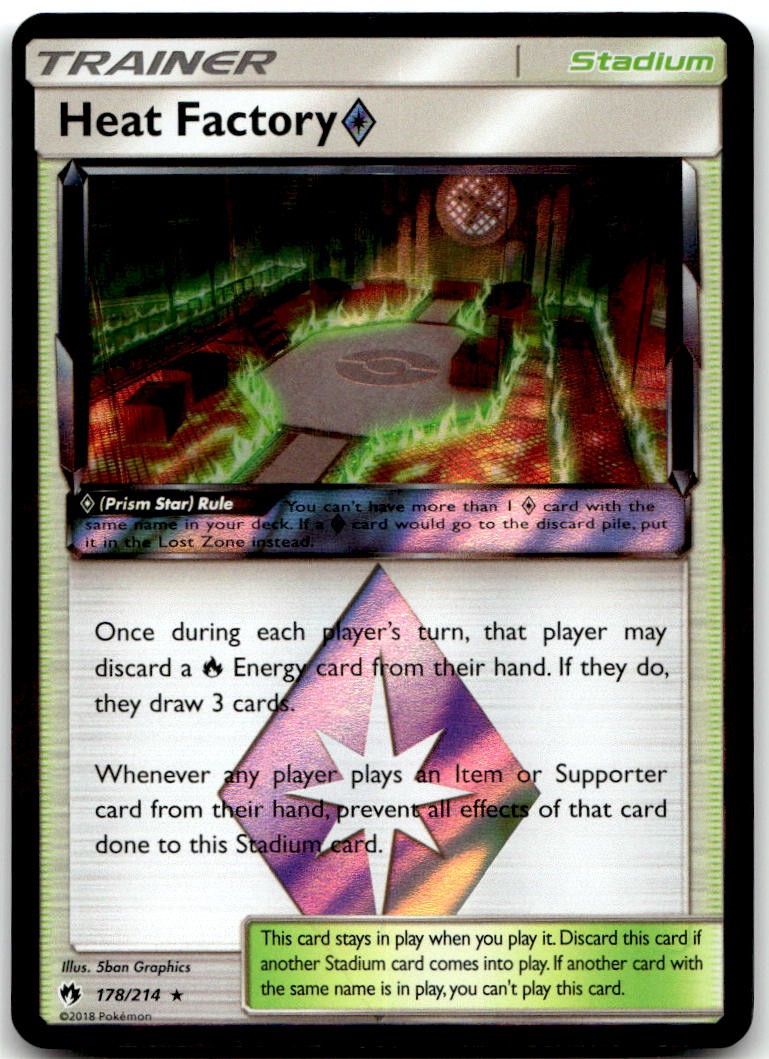 HEAT FACTORY ◇ 178/214 -- NM/M -- PRISM STAR RARE LOST THUNDER POKEMON HOLO --