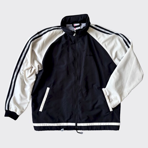 Goldwin, Vintage GOLDWIN 90s Black Cream Track Jacket Women’s L Zip Up Hooded Lined Japan