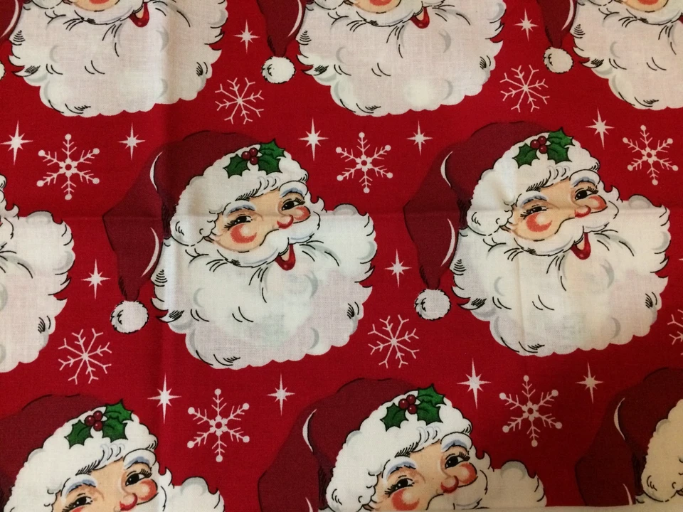 ТКАНЬ Happy SANTA FACE & SNOWFLAKES Fat Quarter 2016 праздничное Рождество отличное качество - Изображение 3 из 4