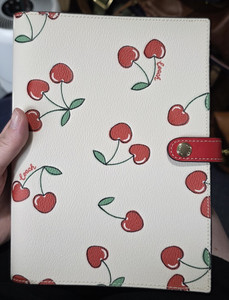 Coach Notebook With Cherry Heart Print IM/Chalk Multi NWT