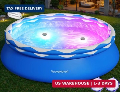 Easy Set Pool with Pool Lights, Upgraded Above Ground Pool,Large Inflatable Swim