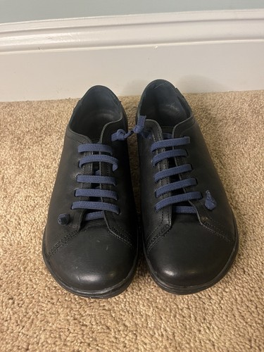 Women's CAMPER Peu Circuit Black Leather Lace Up Barefoot Sneakers Size 9 | 40 - Picture 2 of 8